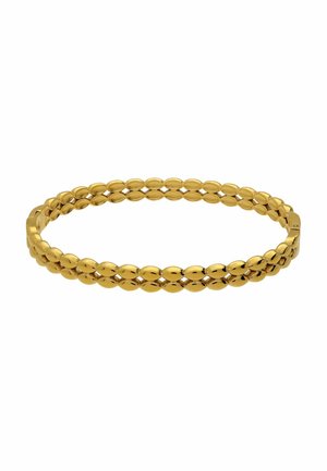 Bracelet en or avec deux rangées de maillons ovales polis reliés en boucle continue.