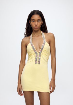 Jaded London GEM STONE TRIM PLUNGE MINI DRESS - Cocktail φόρεμα / Φόρεμα για πάρτι - yellow