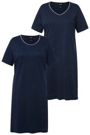 Ulla Popken BIGSHIRTS, 2ER-PACK, RUNDHALS/V-AUSSCHNITT, HALBARM - Nočná košieľka