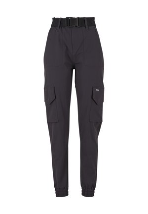 aim’n®, HIGH WAIST TAPERED CARGO TROUSERS WITH BUCKLE BELT - Pantalons outdoor - black