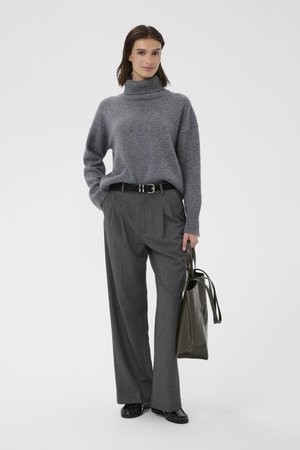 Part Two CHERRAPW - Nohavice - gray flannel melange