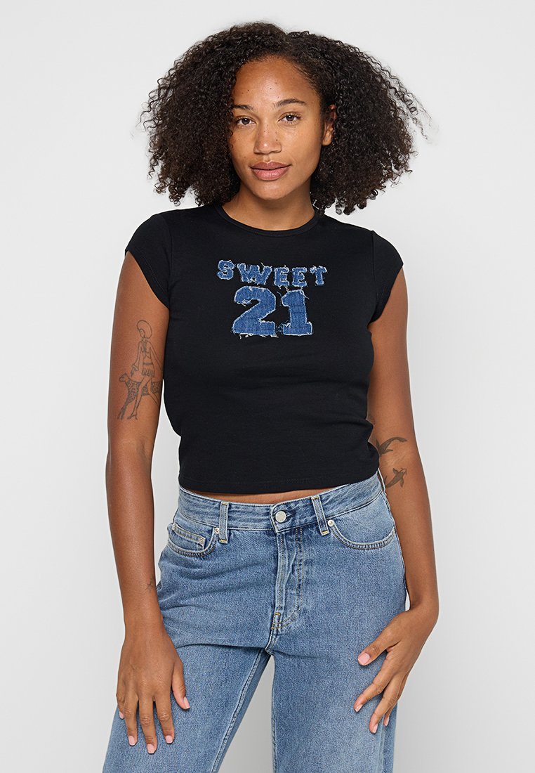 Mango T-shirt print zwart Mango T-shirt print zwart