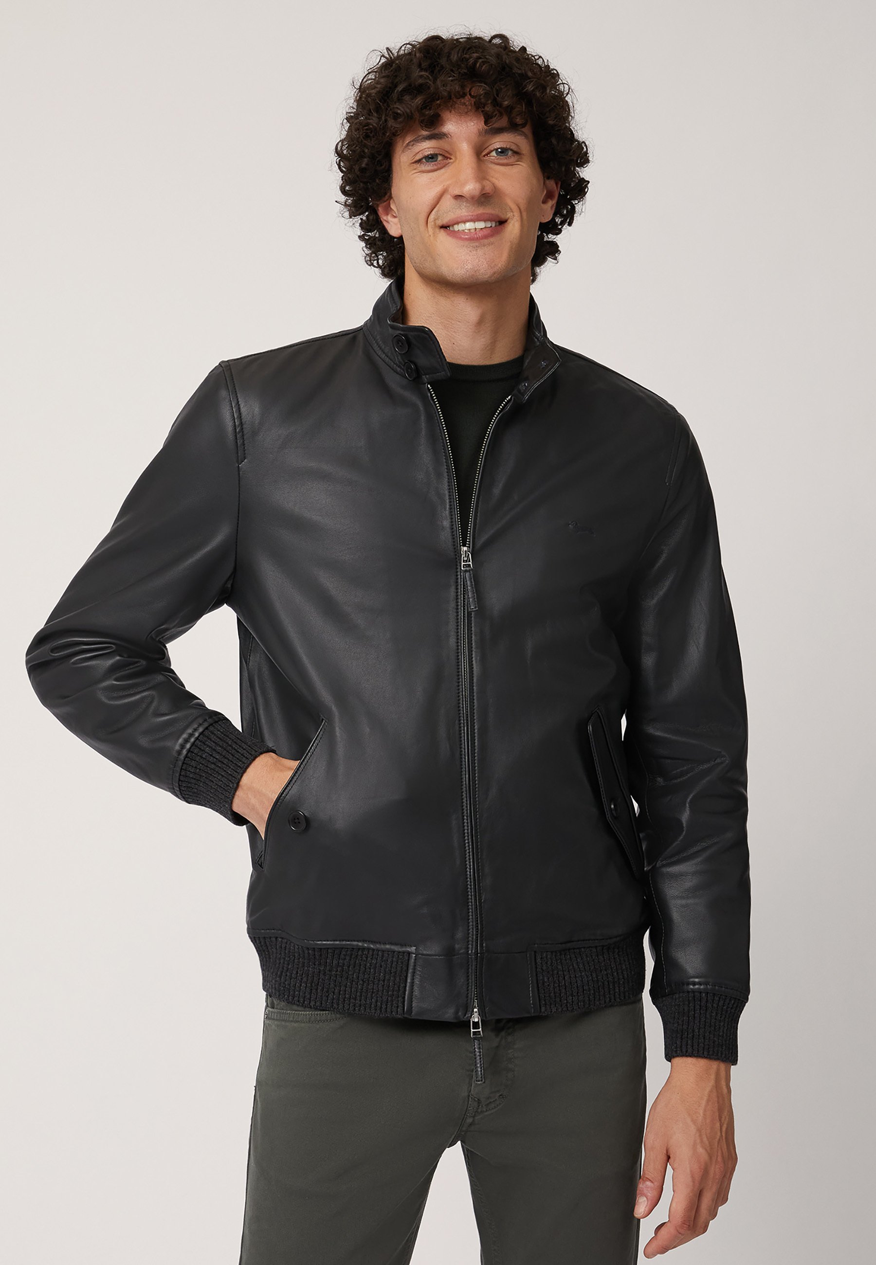 Barone Firenze Giacca In Pelle Imbottita Uomo Giubbotto Pelle - Main Image