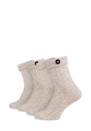 2 PAAR TRACHTEN MIT ZIERKNOPF - Socken - naturmelange