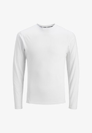 Hvit langermet treningstrøye med rund hals, diskret "CNZ"-logo på brystet, og nettingpaneler under armene for ventilasjon.