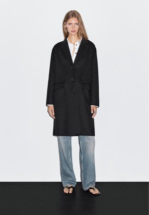 Massimo Dutti LONG - Classic coat - black