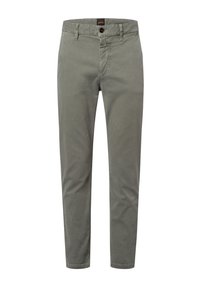 Herenbroeken in lichtgrijze katoen met een gladde textuur, tapered fit, knoopsluiting en vijf zakken. Subtiele gestikte details.