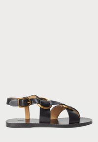DOUBLE O-RING LEATHER SANDAL - Sandale - black