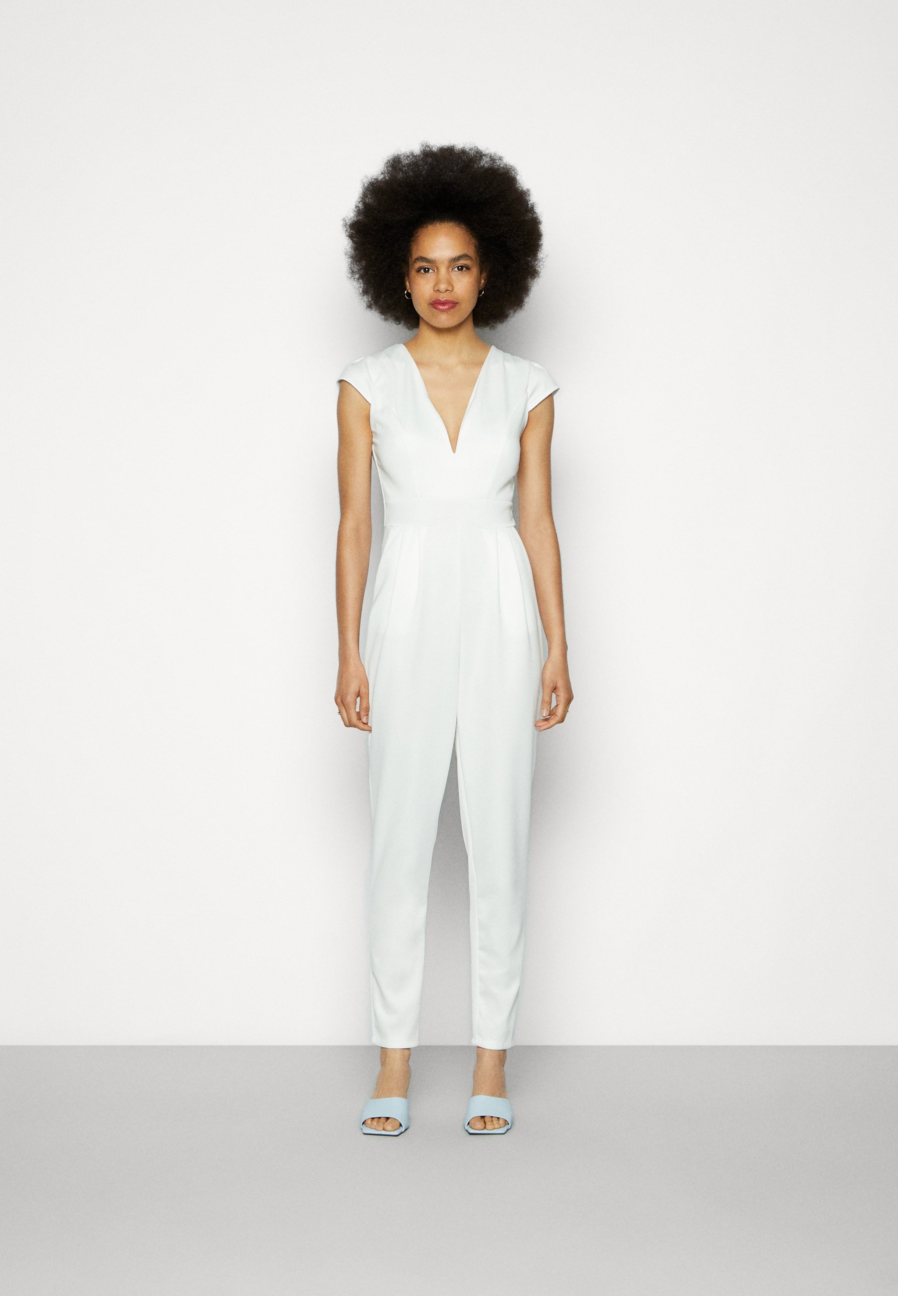 SHORT SLEEVE V NECK - Jumpsuit - white 