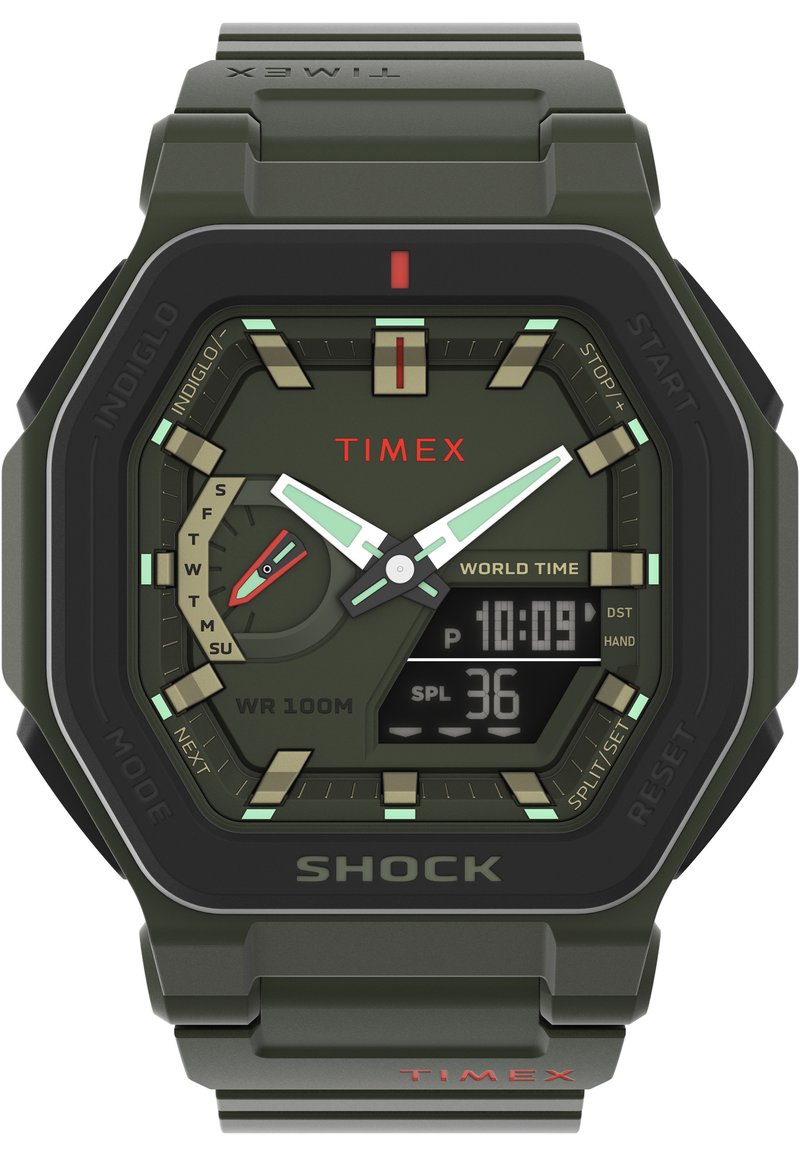 Timex Orologio Digitale Command Encounter Da 45mm Con Cinturino Blu. Cassa Quadrata, Display Neg, Vetro Minerale, Impermeabile 100m.