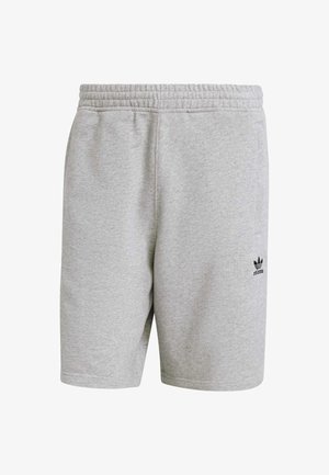 Sivi bombažni šorts s elastičnim pasom, z bočnimi žepi in majhnim črnim logotipom Adidas na levem hlačniku.