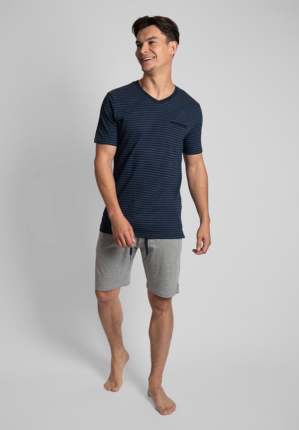 SET - Nachtwäsche Set - gestreift grau