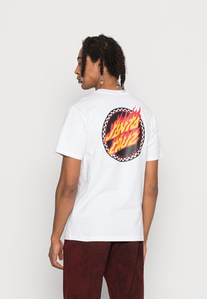 CHECK RINGED FLAMED DOT UNISEX - Triko s potiskem - white