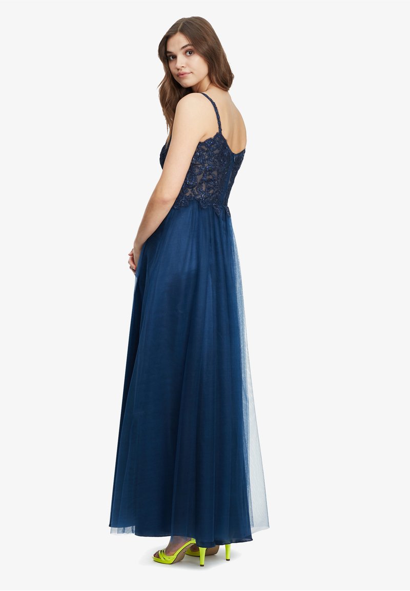 Vera Mont Mit Strass Cocktailkleid Festliches Kleid Festival Blue Dunkelblau Zalando De 