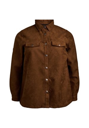 Faux leather jacket - brown fake suede