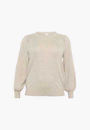 Beežist koesviitserist, millel on ümar kaelus, ribaga puhvvarrukad ja lõdva lõikega disain. Ühtlane tekstuur, kus on peeneid erinevusi kangapaksuses.