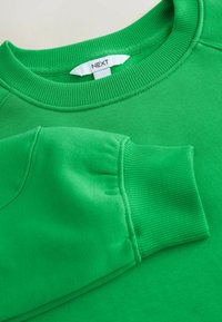 Zaļš sporta krekls ar ribotu kakla izgriezumu un piedurknēm. Mīksta, gluda tekstūra ar bezšuvju dizainu. Zīmola birka redzama iekšpusē.