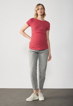 2 PACK - T-shirts med print - red/grey melange/grey melange
