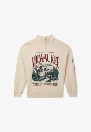 Terranova OVER A COLLO ALTO CON HALF ZIP E STAMPA MONTAGNA - Felpa - avorio