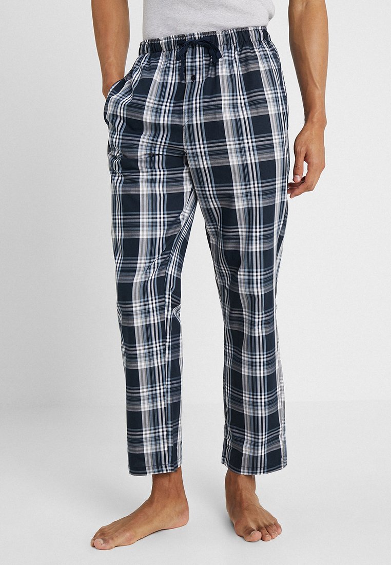 Pantalon De Pyjama Homme Long En Bio-coton Mix - Design à Carreaux, Ceinture à Bouton Et Cordon - Confortable Pour Dormir Ou Lounger