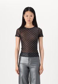 JJXX JXBLAKE MESH TOP - Trükipildiga T-särk - black