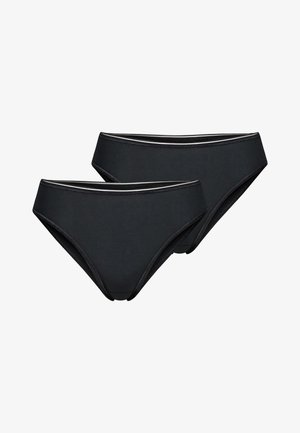 Deux culottes bikini noires sans coutures présentées sur un fond blanc.