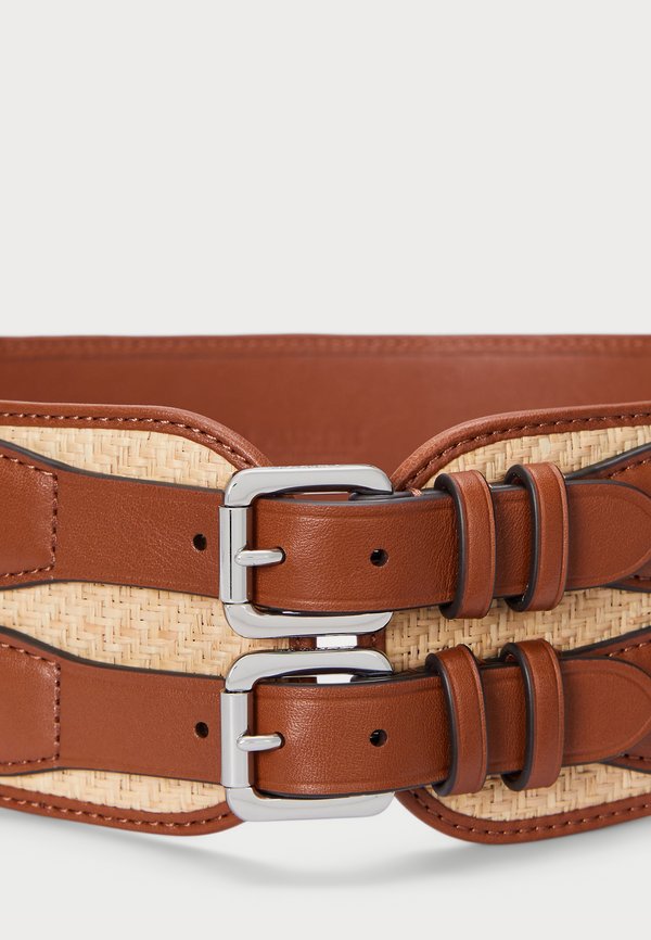 RAFFIA & LEATHER DOUBLE BUCKLE WIDE BELT - Belt2