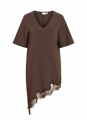 VILA, MIDI DRESS VIALICJA ASYMMETRIC - Jerseykleid - coffee bean