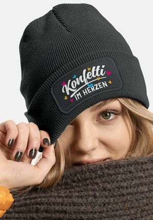 MoonWorks MIT PATCH SPRUCH FASCHING KARNEVAL PARTY - Beanie - dunkelgrau