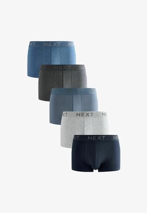 Boxers para hombre en cinco colores: azul, gris oscuro, azul claro, gris y marino, con una banda elástica que presenta el logo "NEXT".
