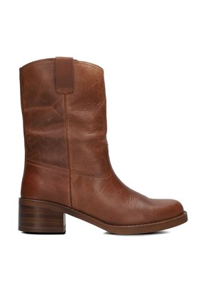 Enkellaarsjes met plateauzool - cognac