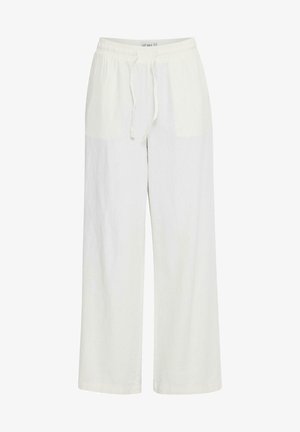 Svijetlosmeđi široki hlače izrađene od mekog materijala. Imaju elastičnu vrpcu u struku s vezicom i dva bočna džepa za praktičnost.