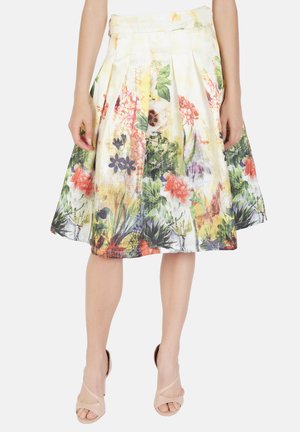 Outfitters Nation, FALDA PLISADA FLORAL CON CINTURÓN - Falda plisada - amarillo