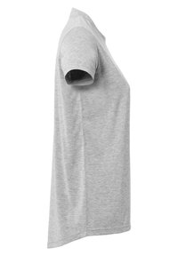Graues T-Shirt mit kurzen Ärmeln aus weichem Baumwollgemisch, klassischem Rundhalsausschnitt und lässiger Passform, mit einem sauberen Saum und Seitennähten.