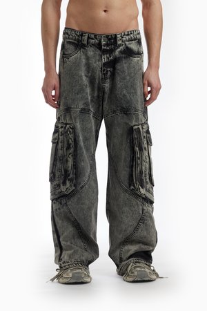 FAVELA BIG POCKET - Loose Jeans - black acid washed
