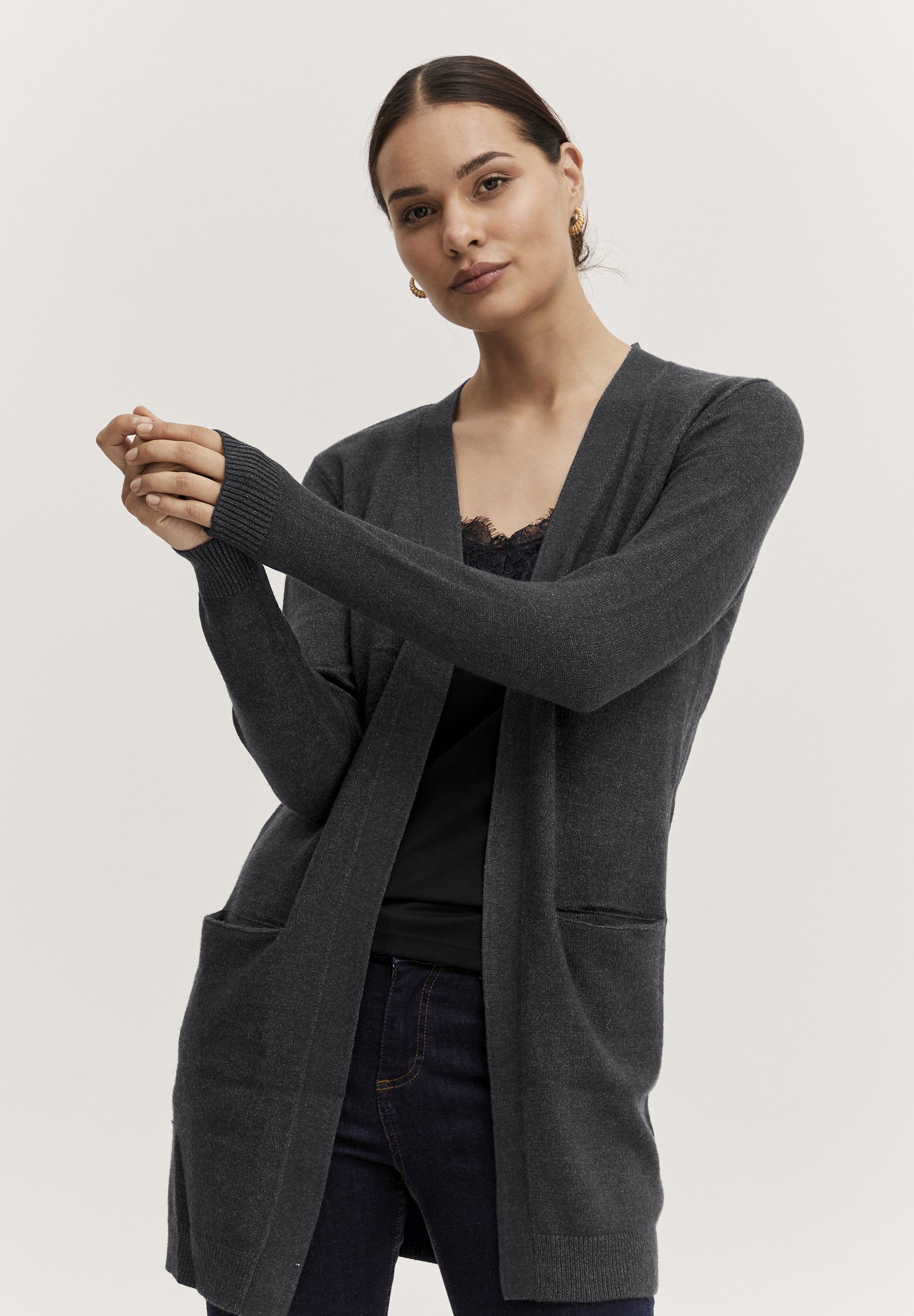 売れ筋商品|||ビーヤング ニット&セーター レディース アウター BYNONINA - Cardigan - dark grey melange b.young by Zalando BYNONINA - Cardigan - dark grey melange