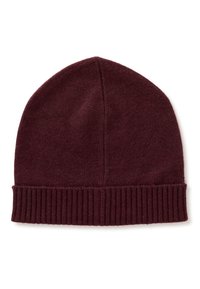 Beanie in magenta lavorato a maglia con risvolto a coste, caratterizzato da una texture morbida e una forma slanciata. Tessuto liscio con cuciture minime.
