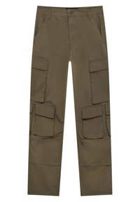 Pantalon cargo kaki, en tissu respirant. Comprend plusieurs grandes poches et une coupe droite.