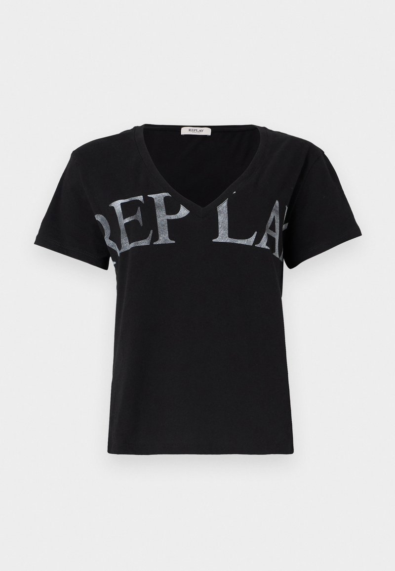 Replay T-shirt print zwart