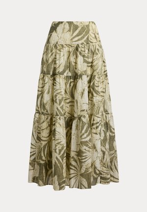 Lauren Ralph Lauren, PALM FROND PRINT VOILE TIERED SKIRT - Φούστα σε γραμμή Α - olive multi