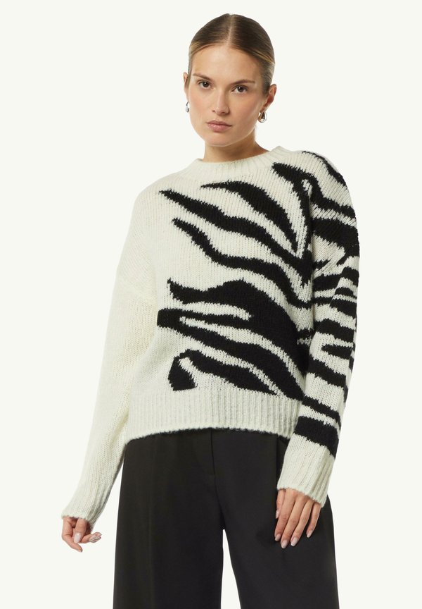 MIT ZWEIFARBIGEN INTARSIEN - Strickpullover - weiß