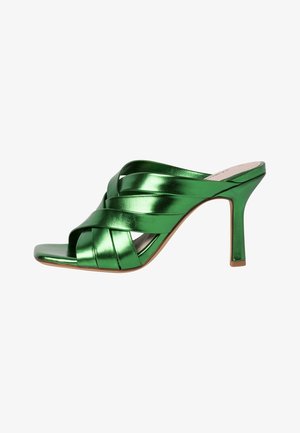 Pantofle na podpatku - green met