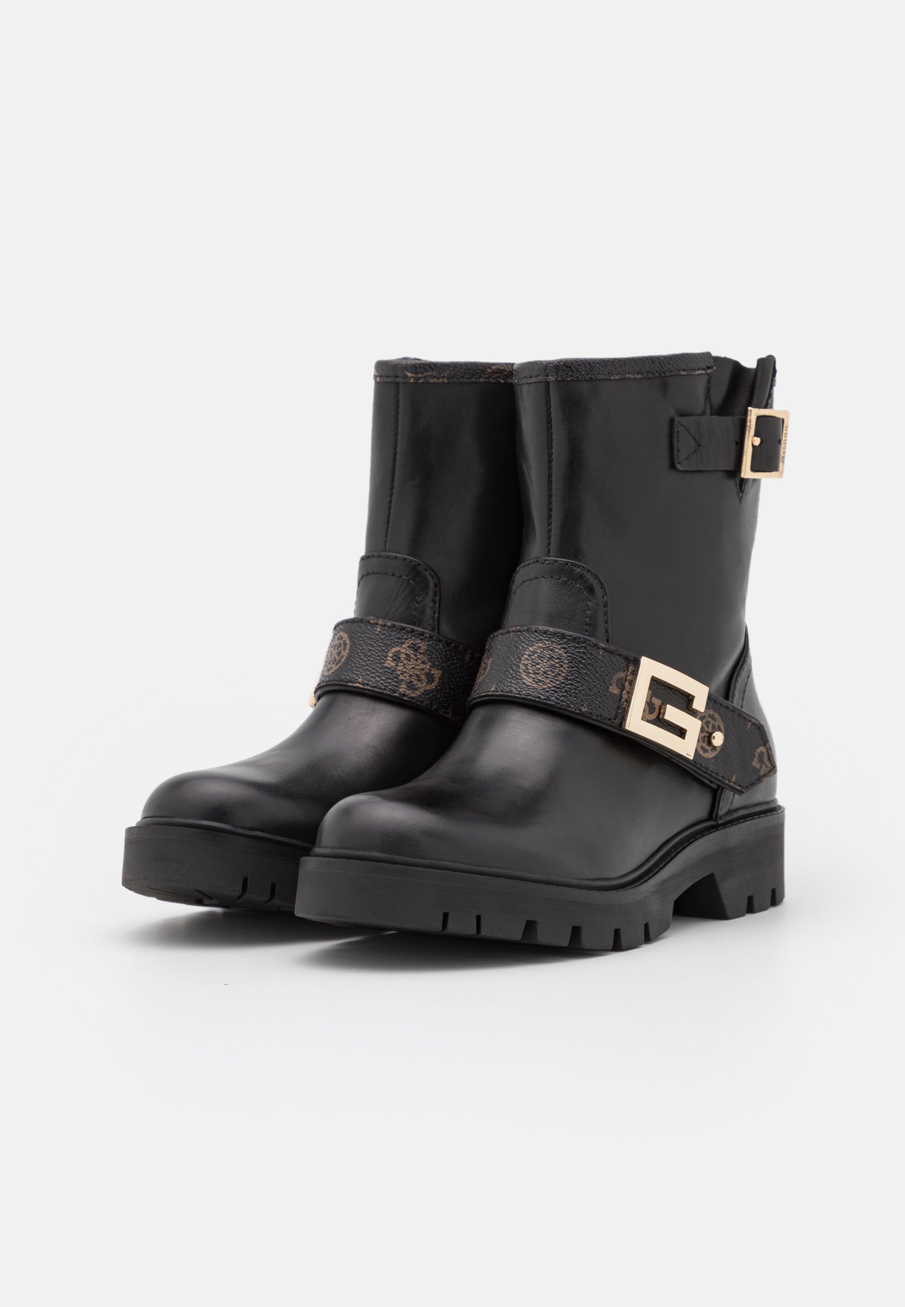 Guess RAGNER - Enkellaarsjes met plateauzool - black brass/Zwart -  Zalando.nl