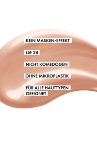 Light pink cream texture shown in a curved, flowing shape on a white background, with text highlighting product features and benefits.
