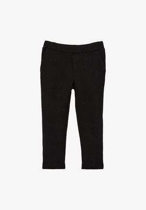 Czarne legginsy z gładką teksturą, elastycznym pasem i dwoma bocznymi kieszeniami. Zaprojektowane dla wygody i łatwego noszenia.