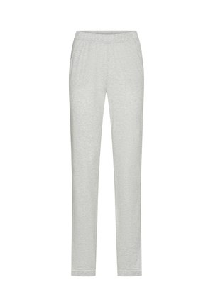 Hellgraue Sweatpants mit elastischem Bund, schmaler Passform und geraden Beinen auf weißem Hintergrund.