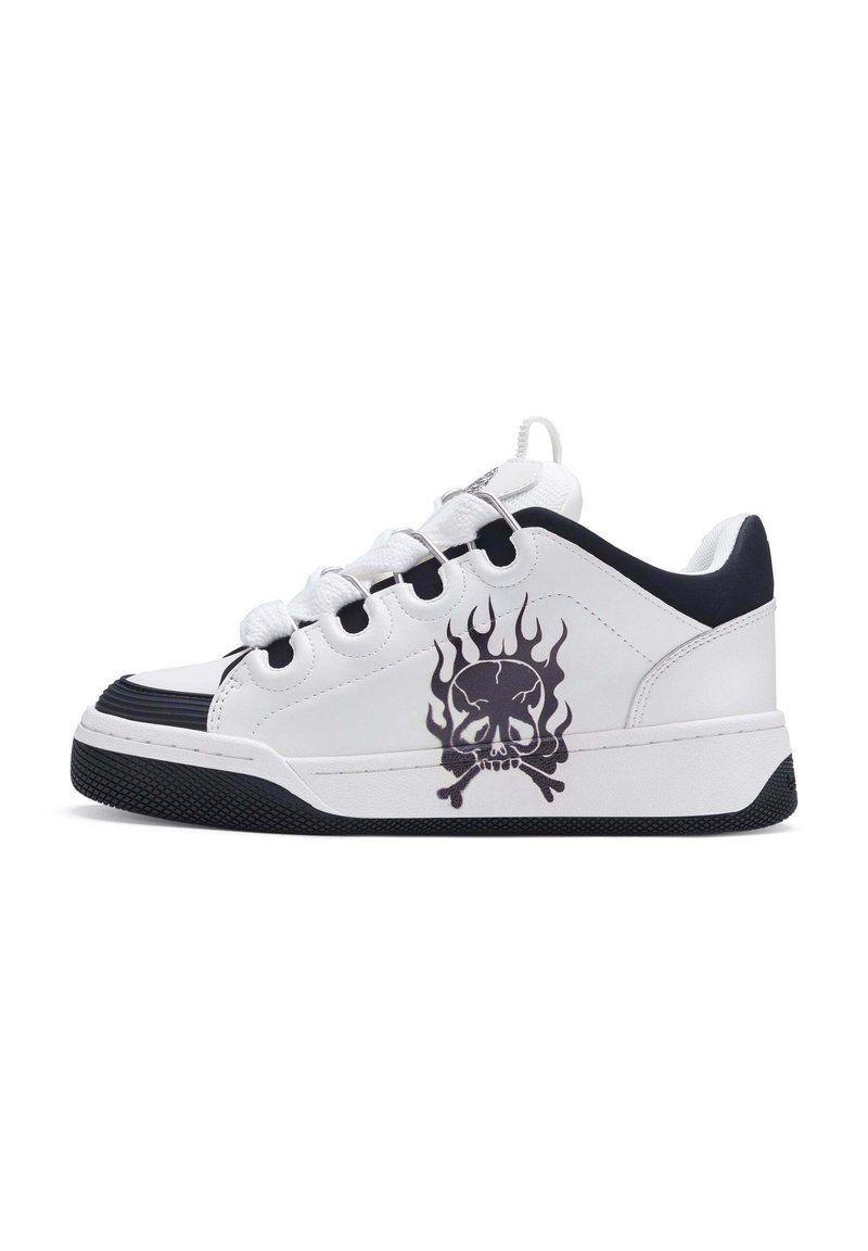 Ed Hardy FLIP LOW - FLAMING SKULL - Zapatillas skate - white/black