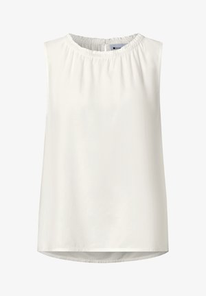 Street One, BLUSENTOP MIT GERAFFTEM RUNDHALS - Bluse - off white