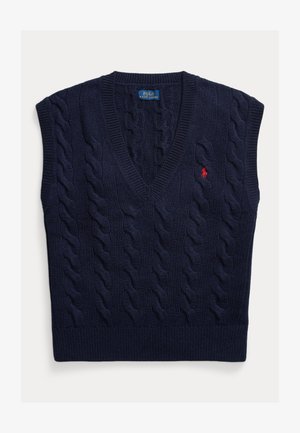 Polo Ralph Lauren, CABLE-KNIT WOOL-CASHMERE SWEATER VEST - Pulóver - hunter navy