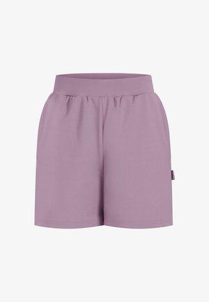 Lila Sportshorts mit einem elastischen Bund, seitlichen Taschen und einer glatten Textur. Entwickelt für Komfort und Bewegungsfreiheit.